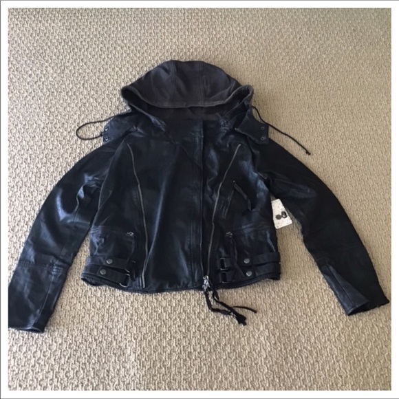 Free People Cleo Vegan Moto Hooded Jacket.  NWT. - Picture 10 of 13